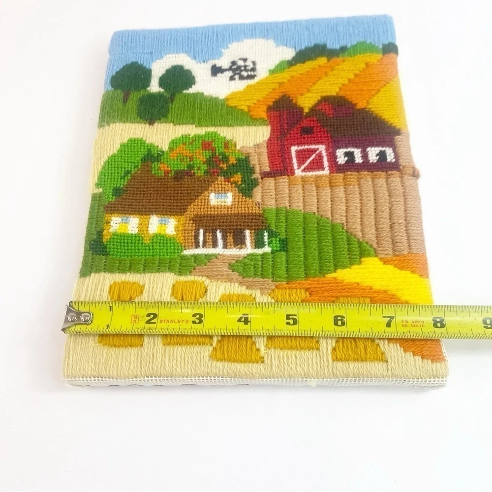 Vtg Retro Crewel Cross-stitch Embroidered Wall Art Farmhouse Ready To Frame 8x10
